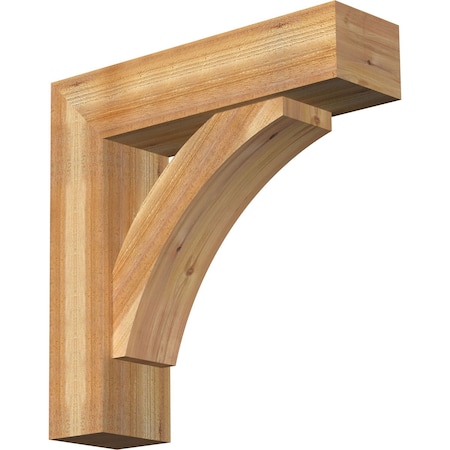 Ekena Millwork Thorton Block Rough Sawn Bracket w/ Offset Brace, Western Red Cedar, 8"W x 30"D x 30"H BKT0806X30X30THR05RWR
